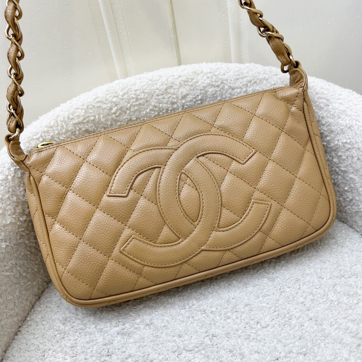 Chanel   Timeless CC Small Hobo Shoulder Bag in Dark Beige Caviar and GHW