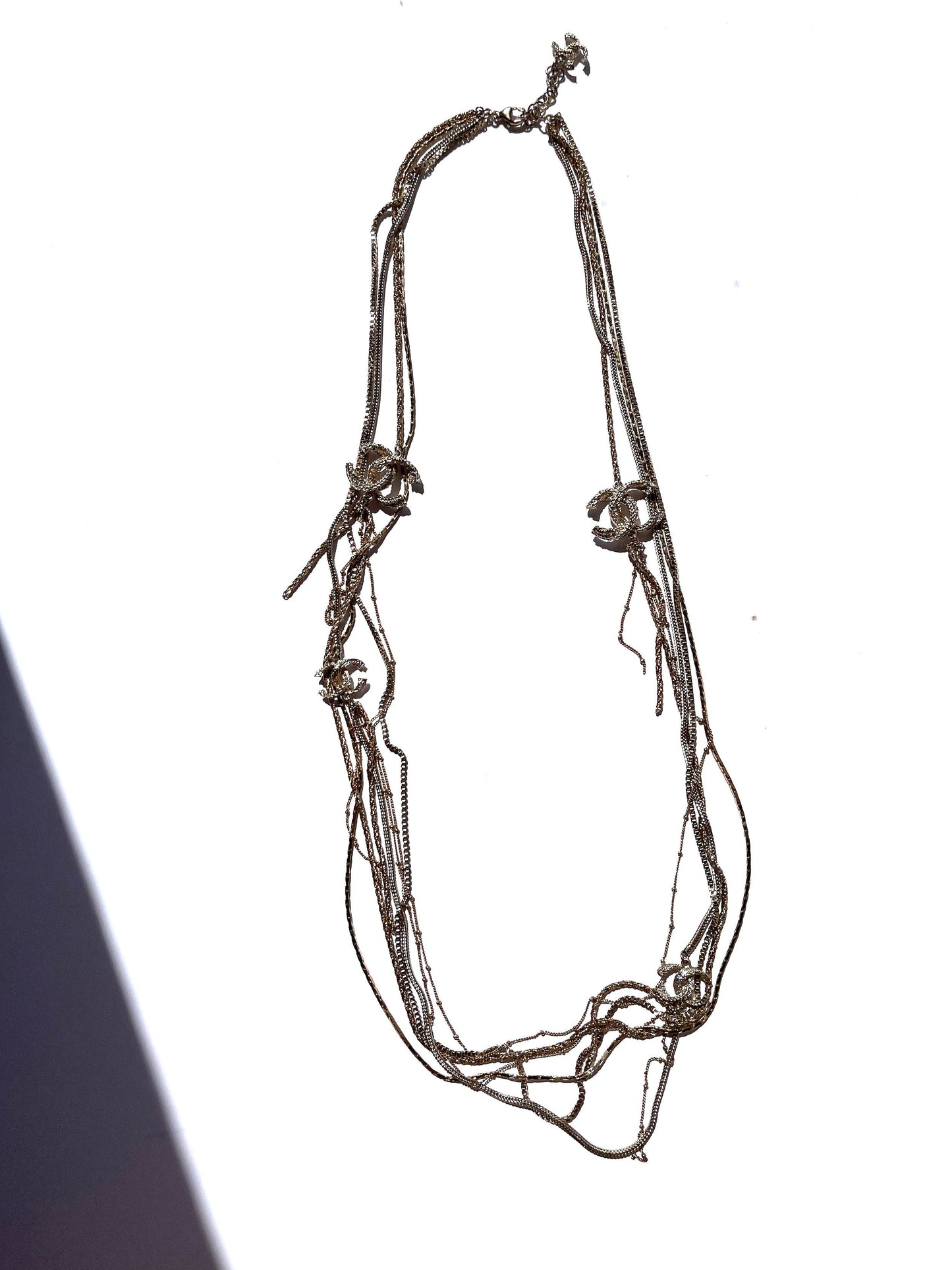 CHANEL Gold Multi Strand Strass 2017 Long Necklace
