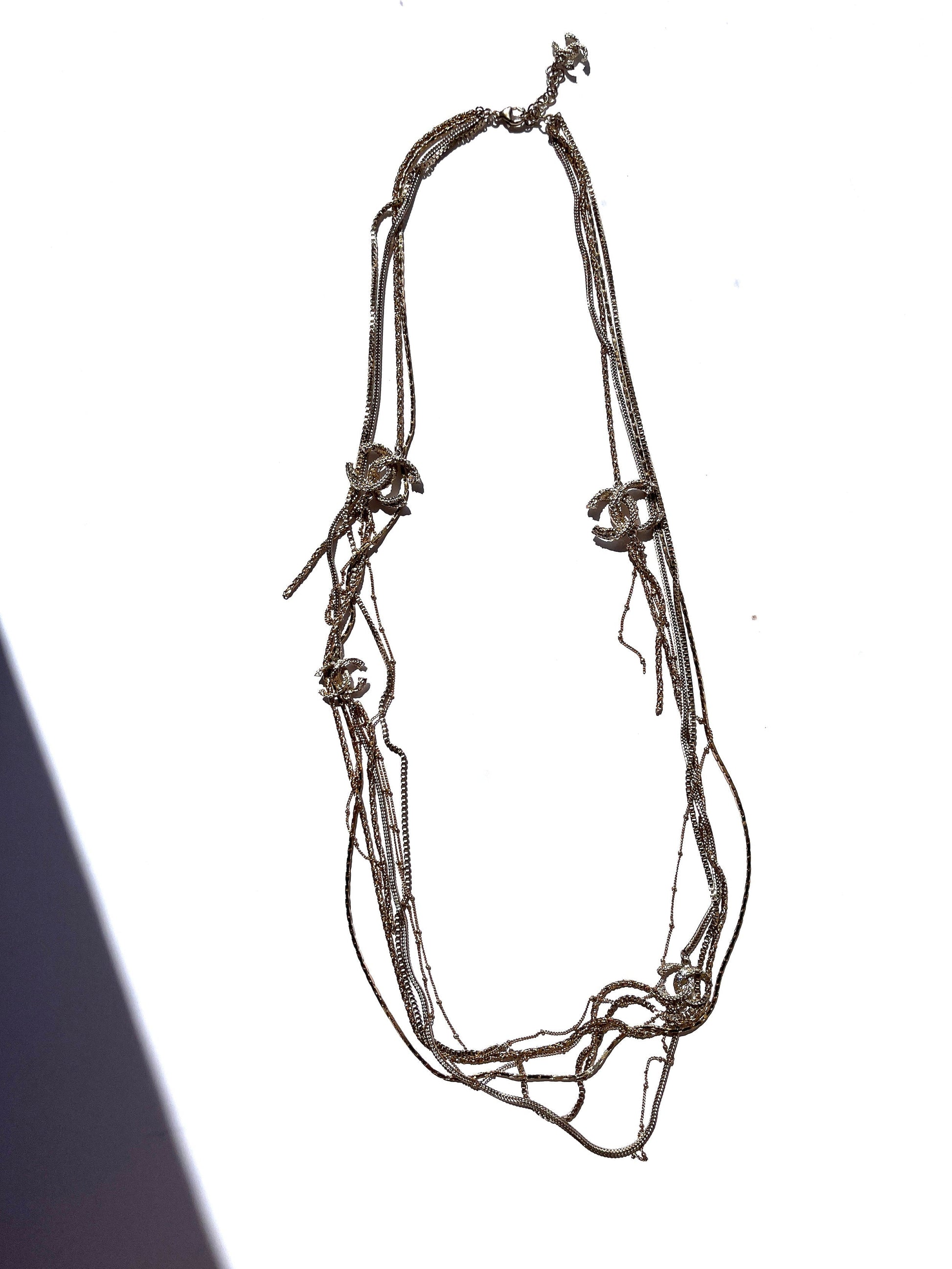 Chanel Gold Multi Strand Strass Long Necklace