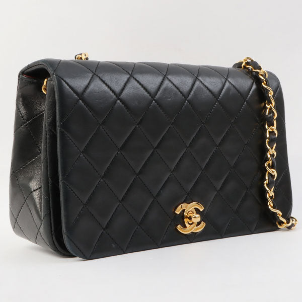 Chanel Around 1990 Made Full Flap Chain 23CM Black Jewelry