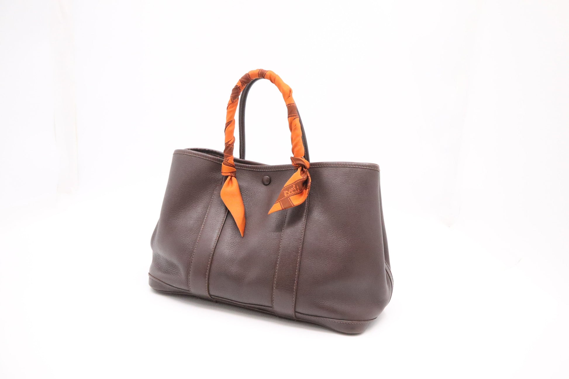 Hermes Bolduc Garden Party Tpm In Chocolate Swift Leather Travel Bag