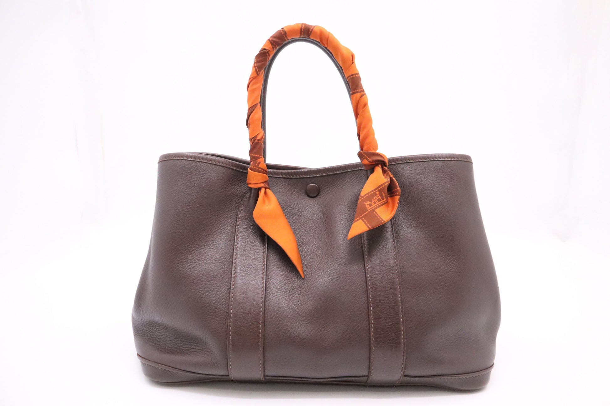 Hermes Bolduc Garden Party Tpm In Chocolate Swift Leather Travel Bag