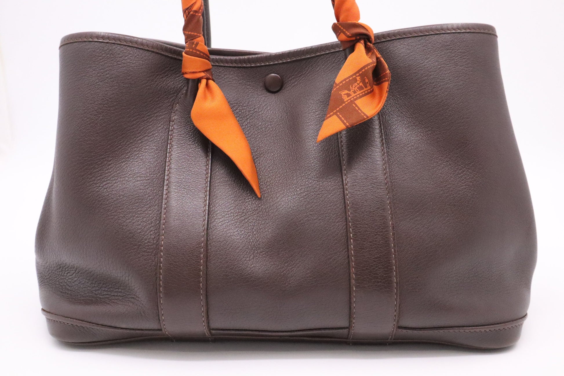 Hermes Bolduc Garden Party Tpm In Chocolate Swift Leather Travel Bag