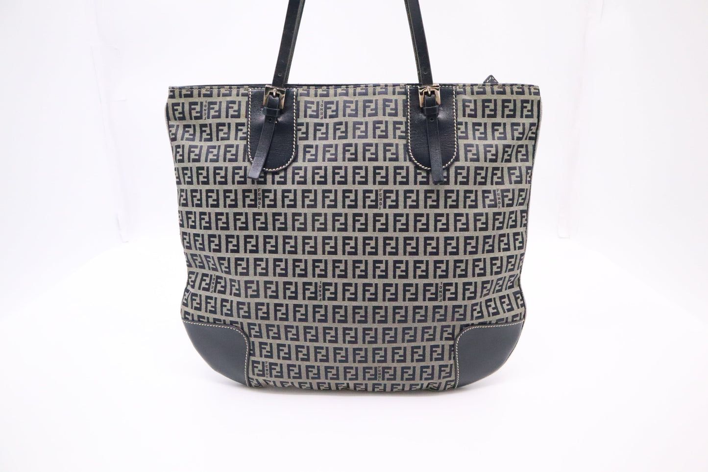 Fendi Tote In Zucca Canvas Blue Navy Tote Bag