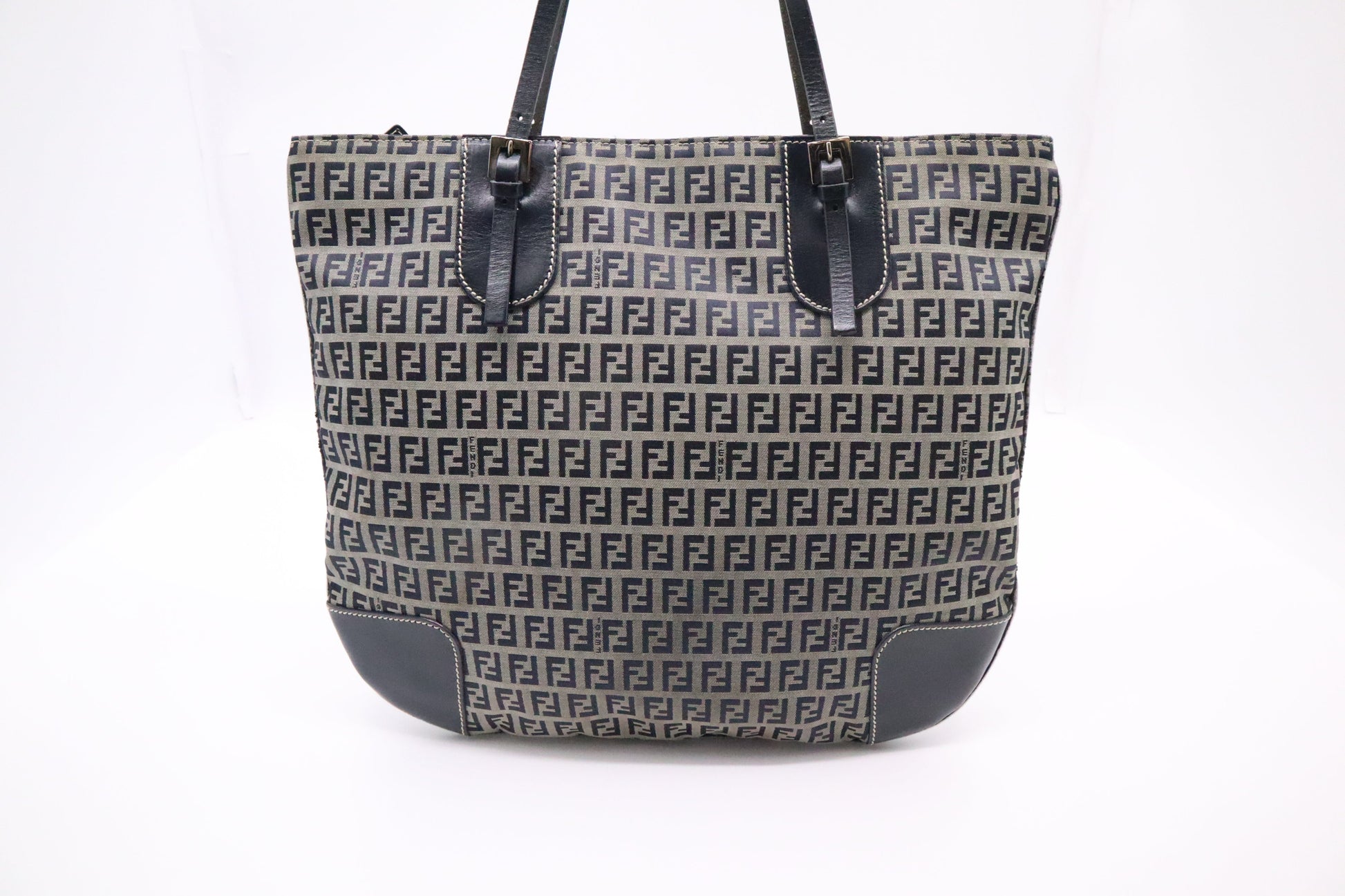 Fendi Tote In Zucca Canvas Blue Navy Tote Bag