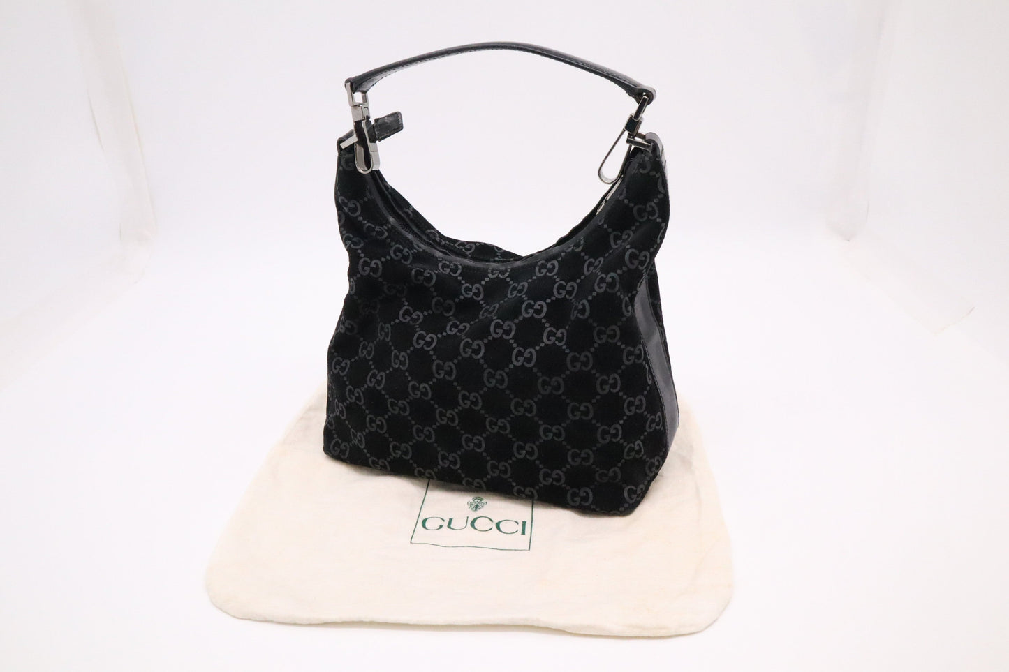 Gucci GG Suede Black Shoulder Bag