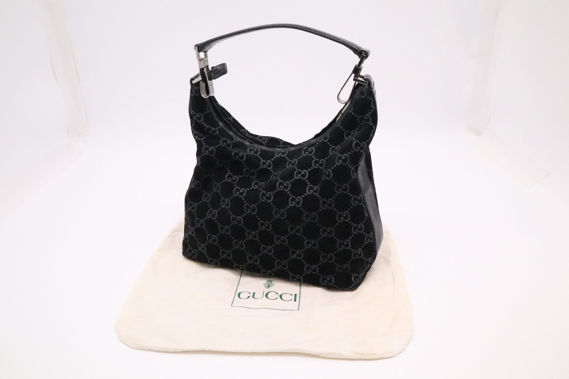 Gucci GG Suede Black Shoulder Bag