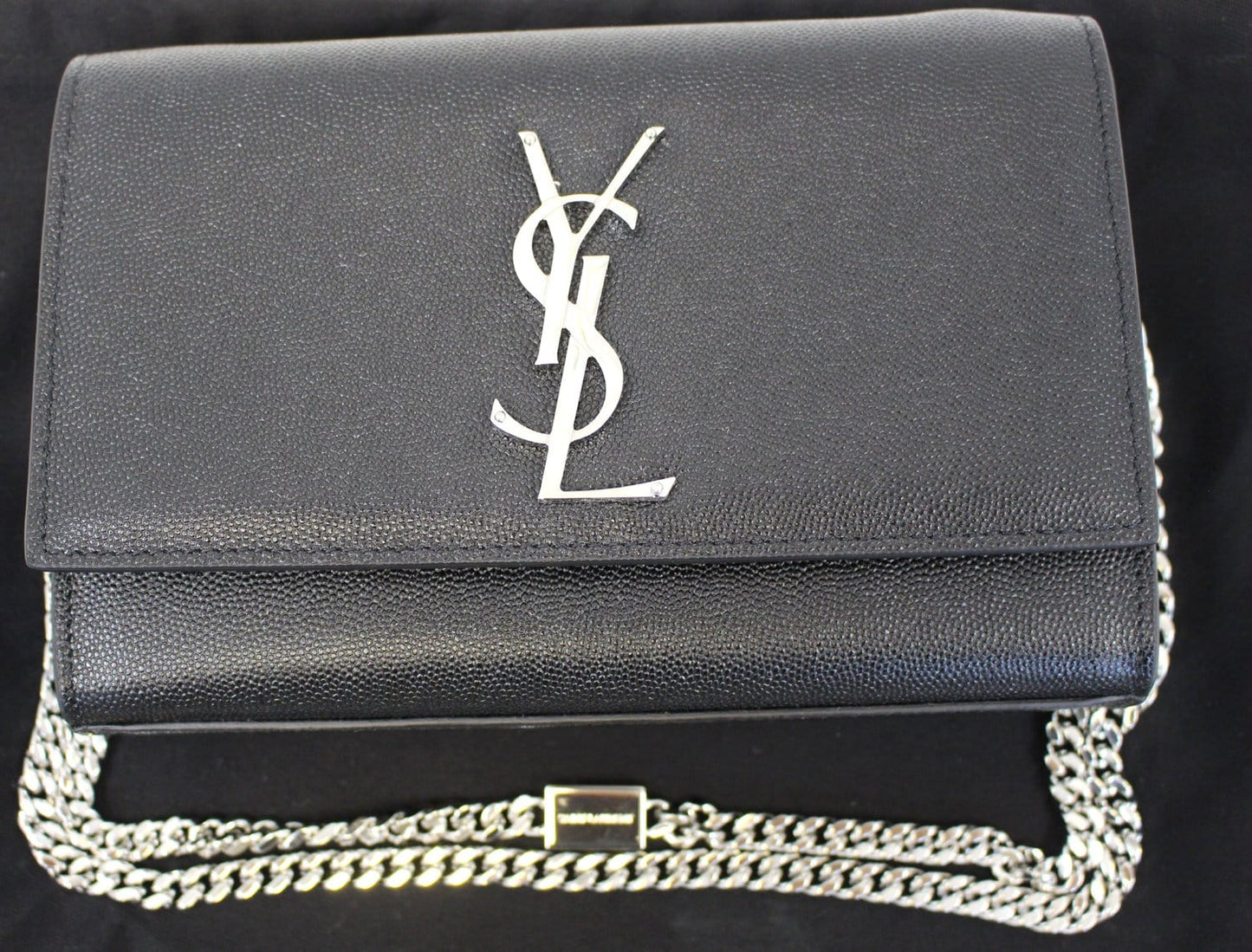 YSL Saint Laurent Yves Kate Clutch Crossbody Bag Leather Black Chain Clutch Bag Crossbody Bag Tt2691