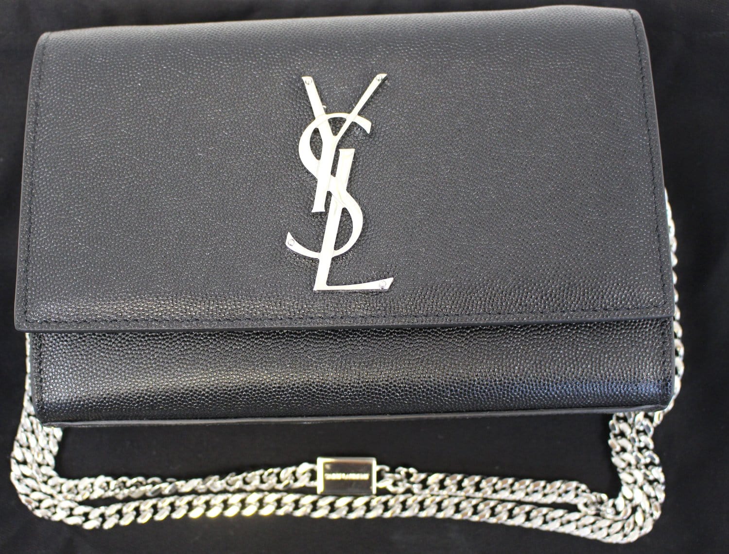 YSL Saint Laurent Yves Kate Clutch Crossbody Bag Leather Black Chain Clutch Bag Crossbody Bag Tt2691