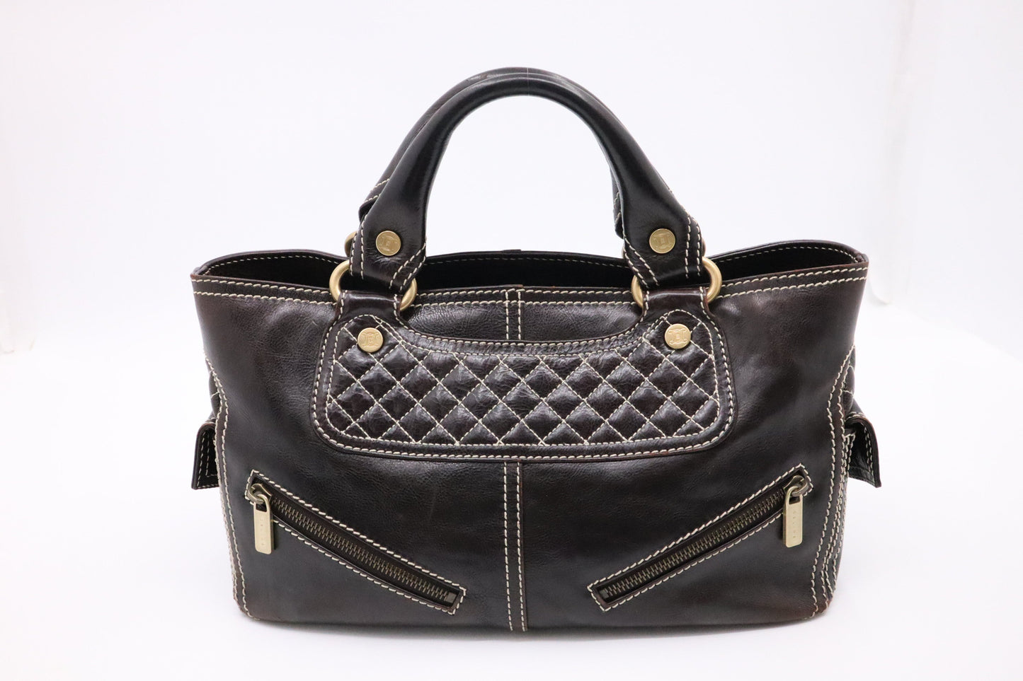 Celine Boogie Bag In Dark Leather Brown Travel Bag
