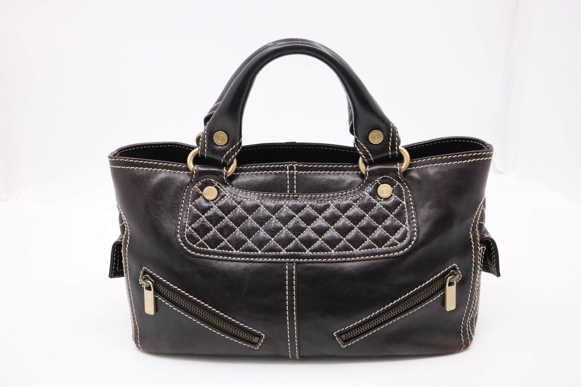 Celine Boogie Bag In Dark Leather Brown Travel Bag