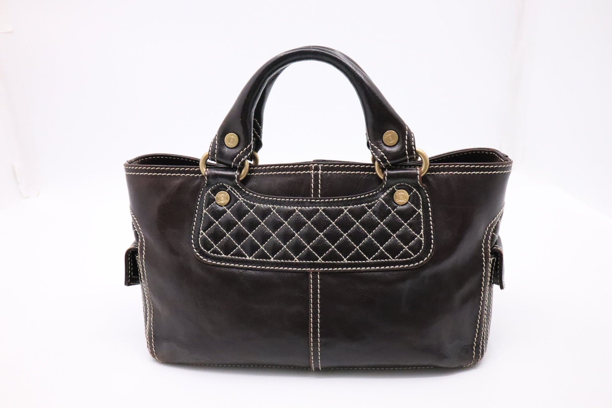 Celine Boogie Bag In Dark Leather Brown Travel Bag