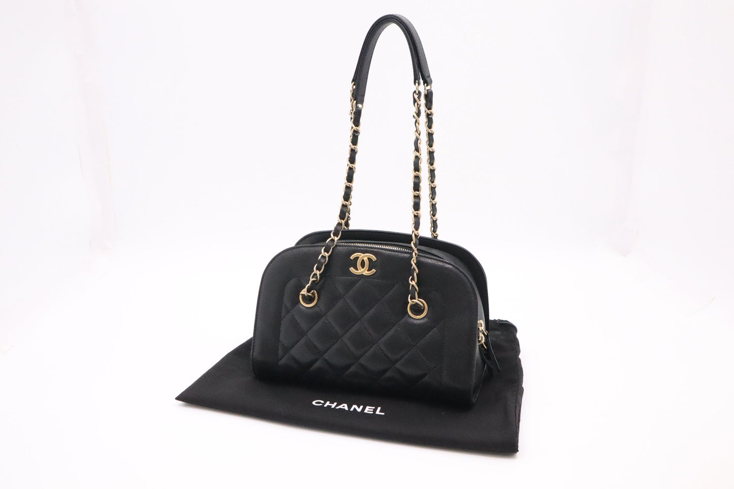 Chanel Black Leather Shoulder Bag Black Leather