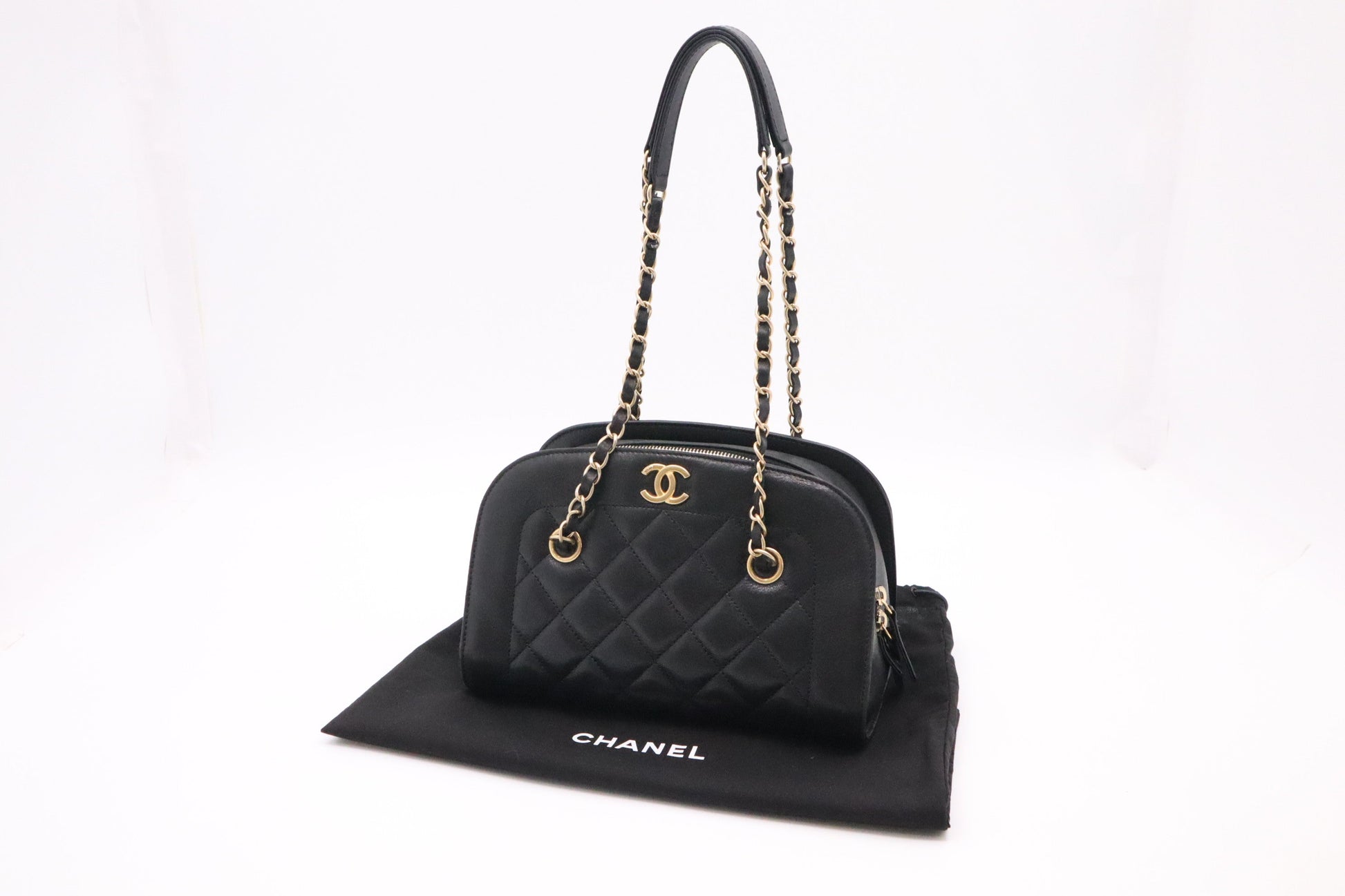 Chanel Black Leather Shoulder Bag Black Leather