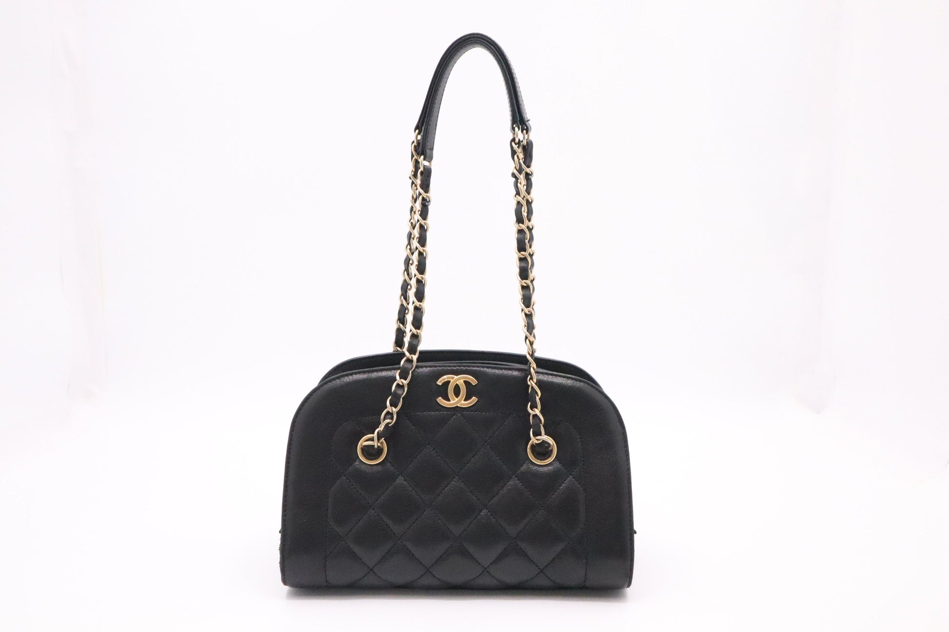 Chanel Black Leather Shoulder Bag Black Leather