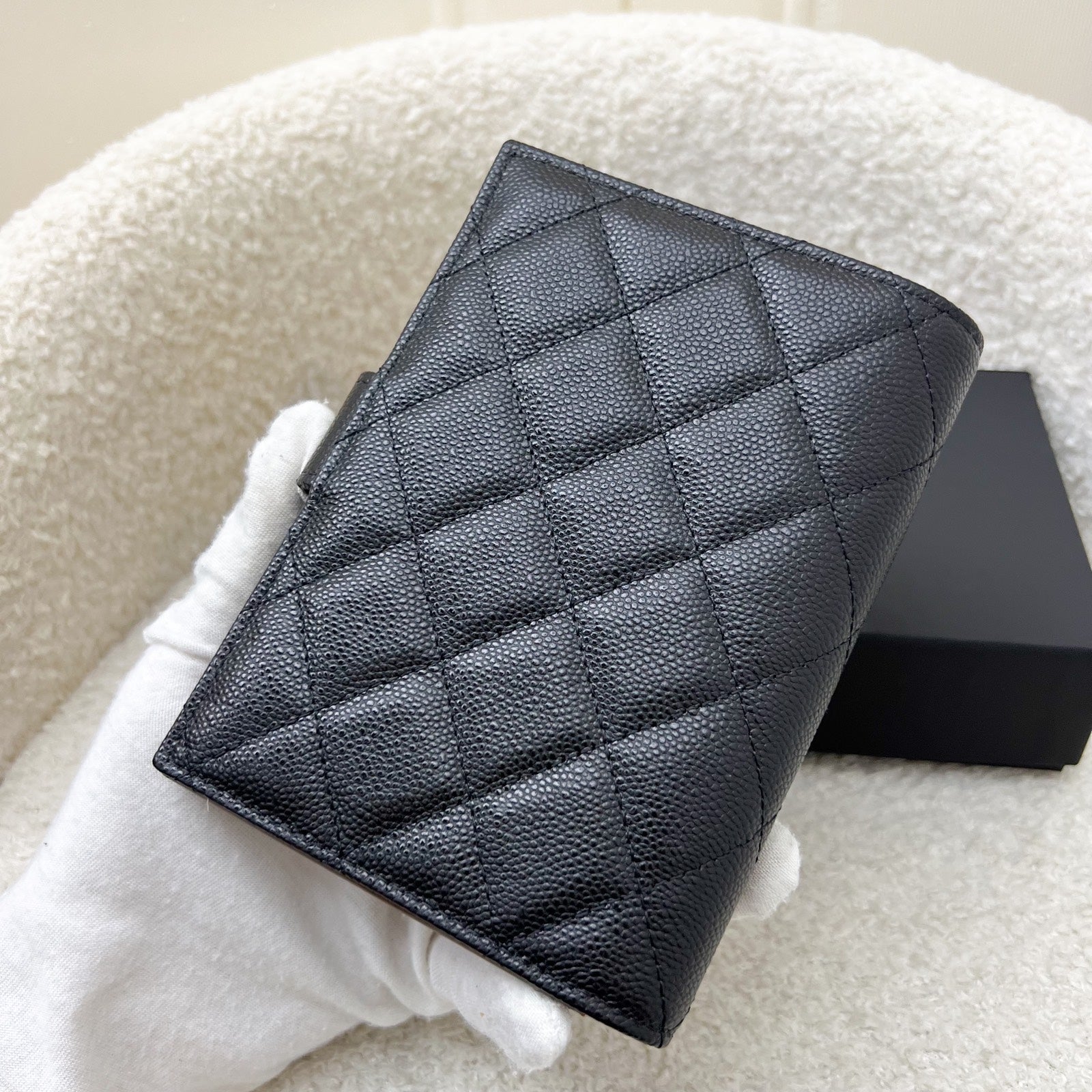 Chanel 24K Bifold Wallet In Black Caviar And Lghw Bag