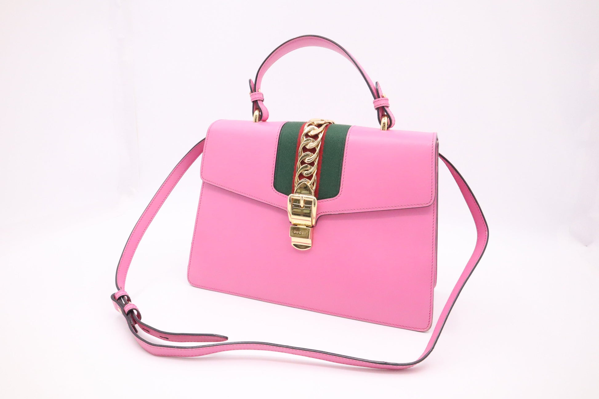 Gucci Slyvie Leather Pink Large Handbag