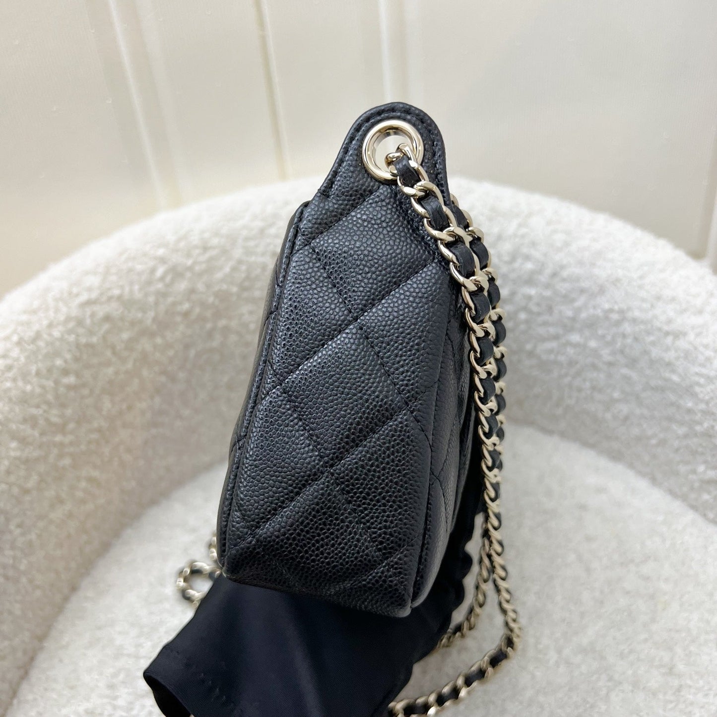 Chanel [Local Set - July ] 25A Clutch With Chain In Black Caviar Ghw ( )