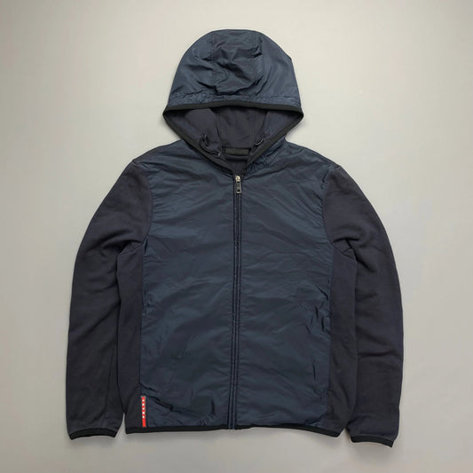 Prada Handbag Sport Panel Hoodie Jacket Nylon Navy