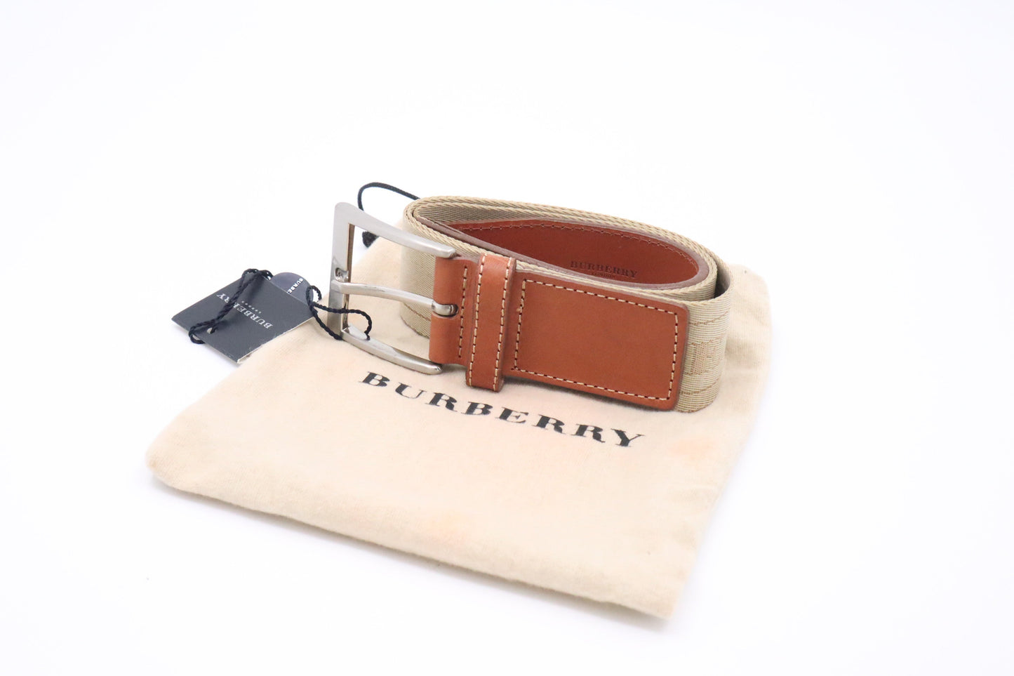 Burberry Belt In Webbing Handbag Leather Brown Beige