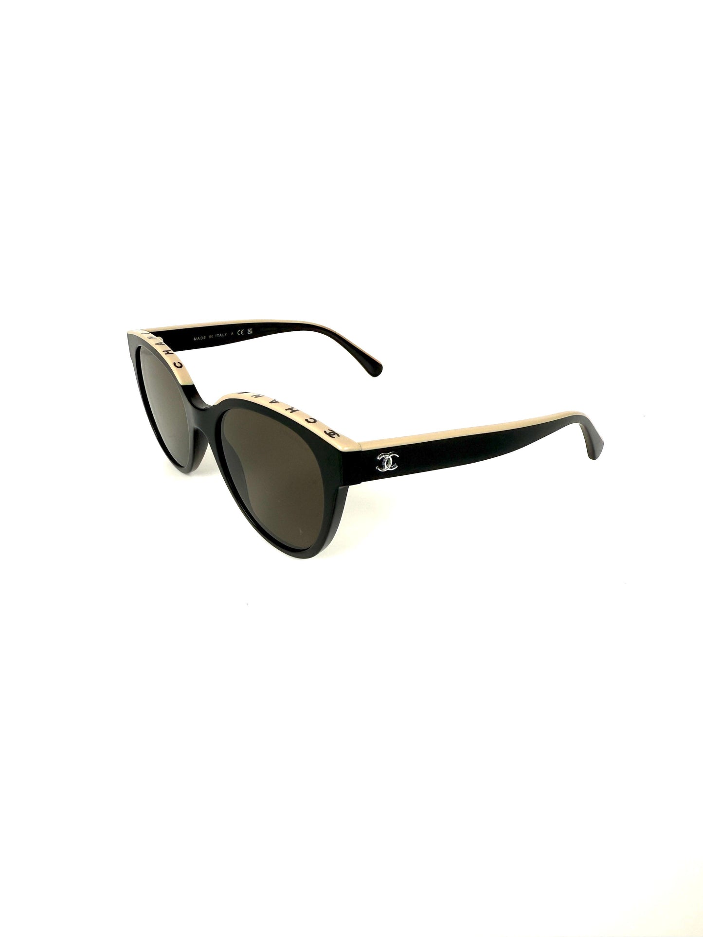 Chanel Butterfly Acetate Black Beige Sunglasses Bag