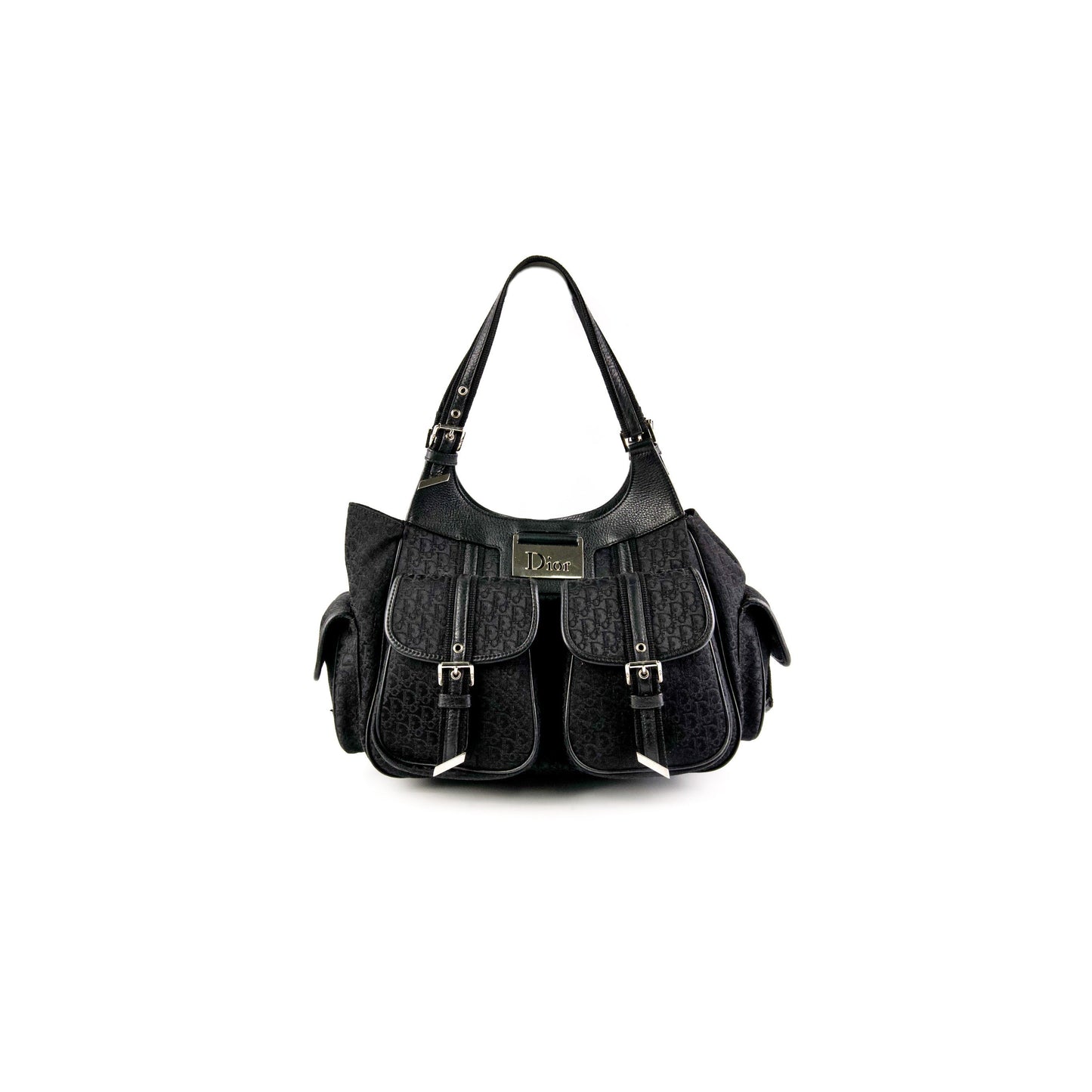 Dior Christian Shoulder Bag Canvas Black