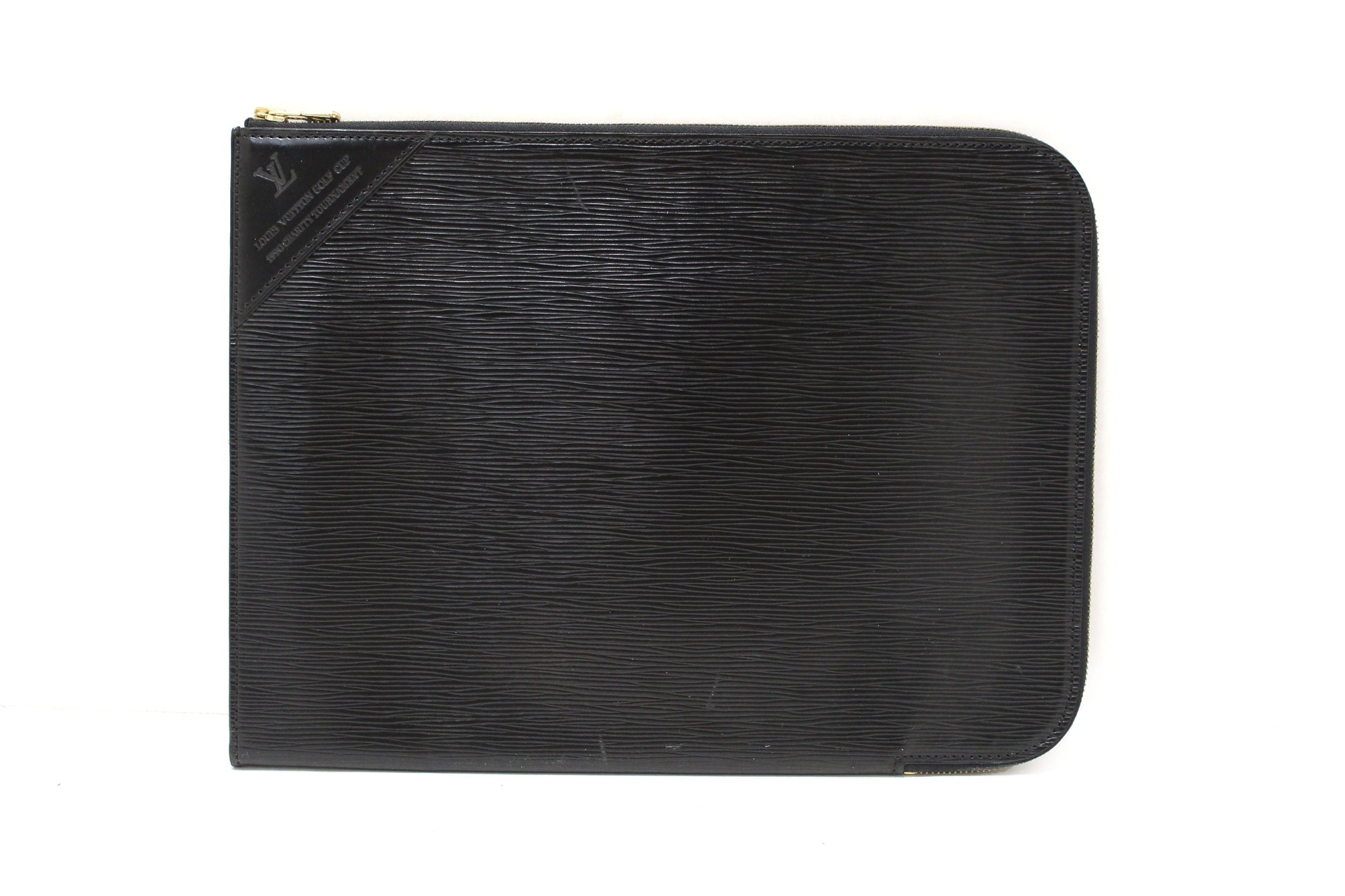 Louis Vuitton Golf Cup 1990 Charity Tournament Black Epi Leather Poche Documents Portfolio Case Fashion Accessory