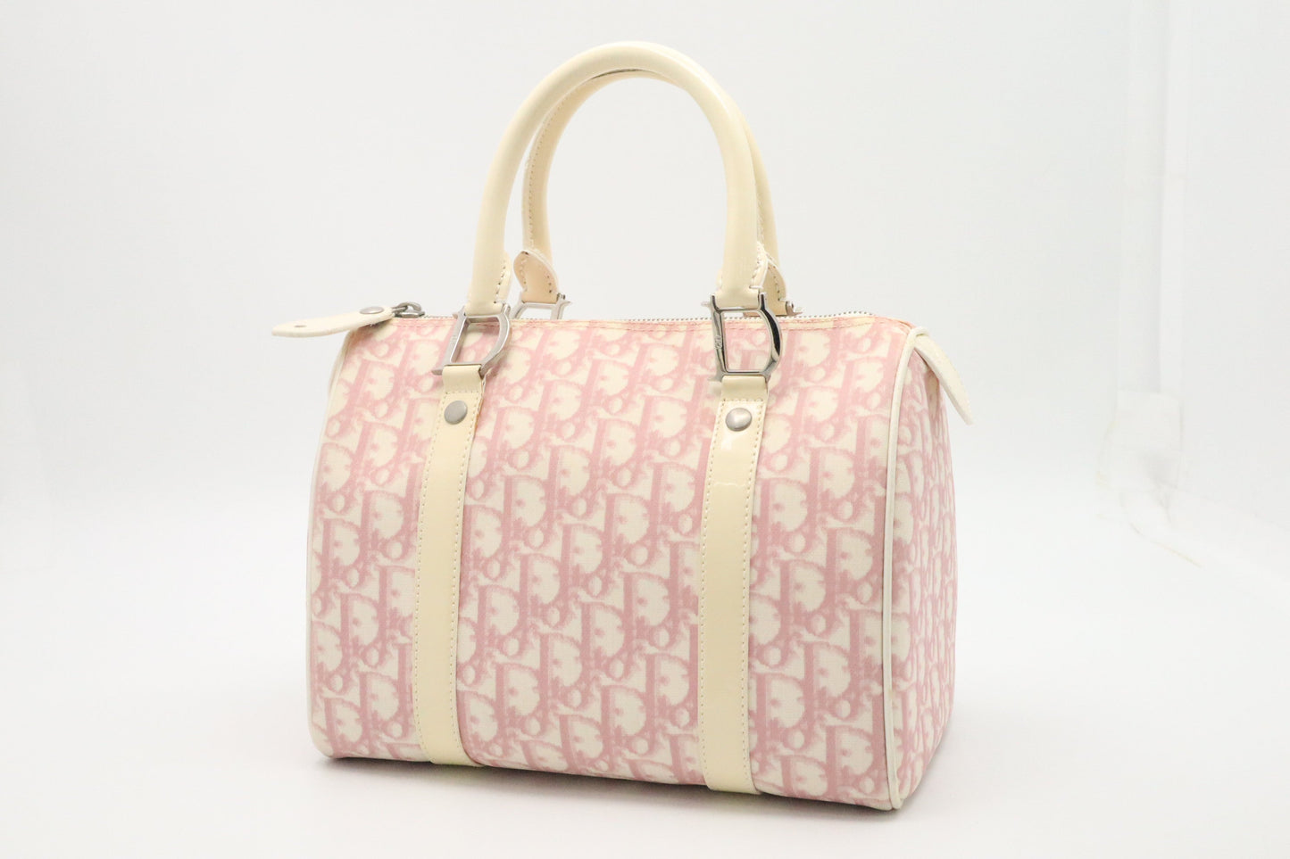 Dior Boston Bag In Oblique Coated Canvas Pink Travel Bag