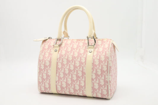 Dior Boston Bag In Oblique Coated Canvas Pink Travel Bag
