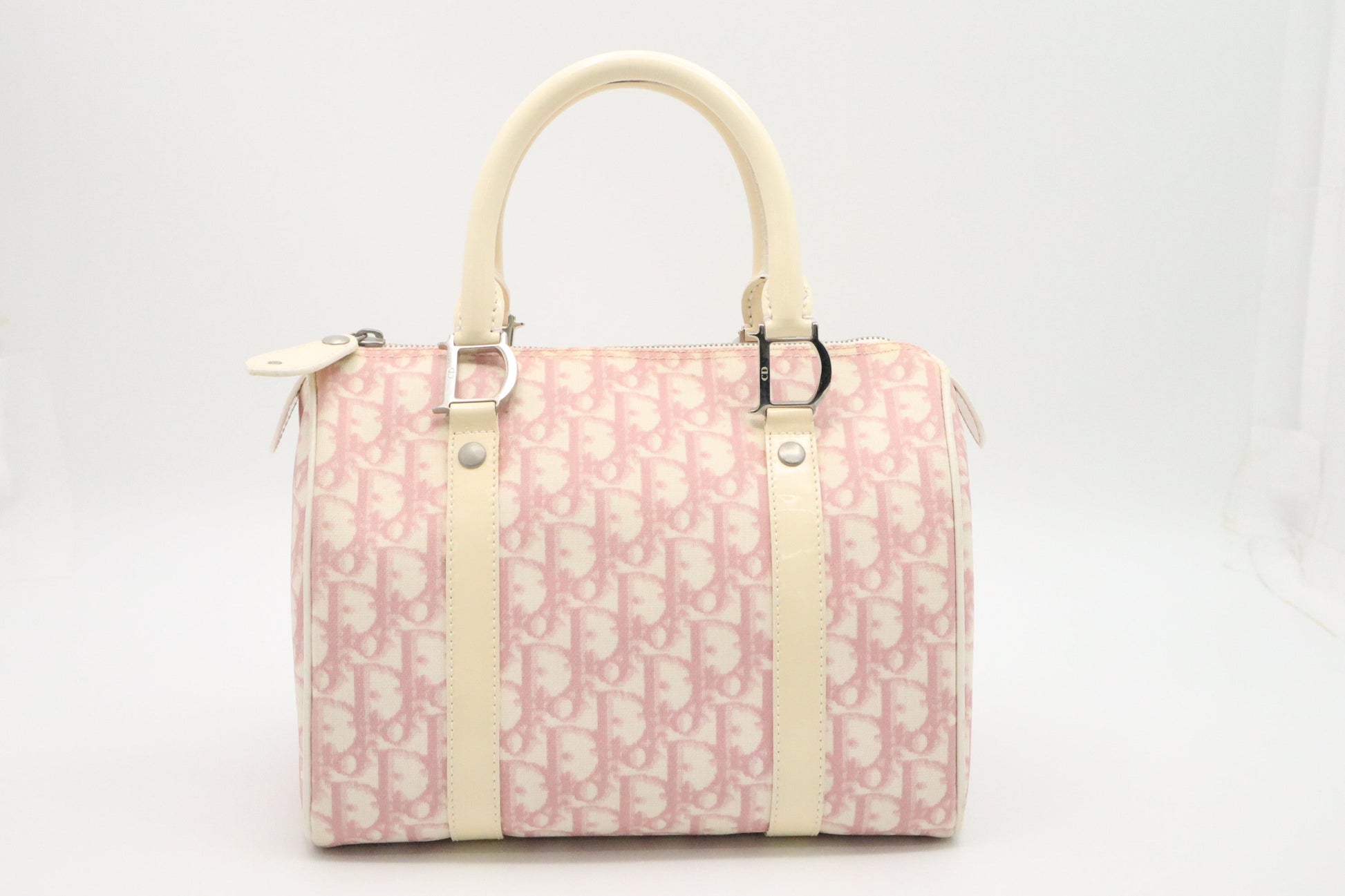 Dior Boston Bag In Oblique Coated Canvas Pink Travel Bag