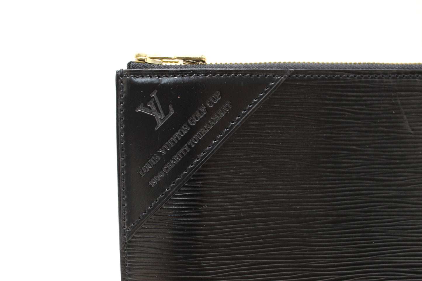 Louis Vuitton Golf Cup 1990 Charity Tournament Black Epi Leather Poche Documents Portfolio Case Fashion Accessory