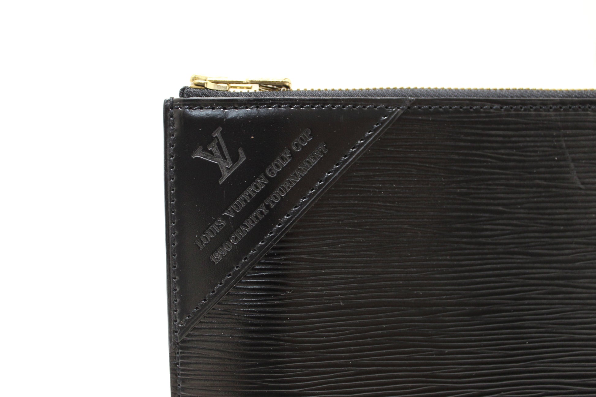 Louis Vuitton Golf Cup 1990 Charity Tournament Black Epi Leather Poche Documents Portfolio Case Fashion Accessory