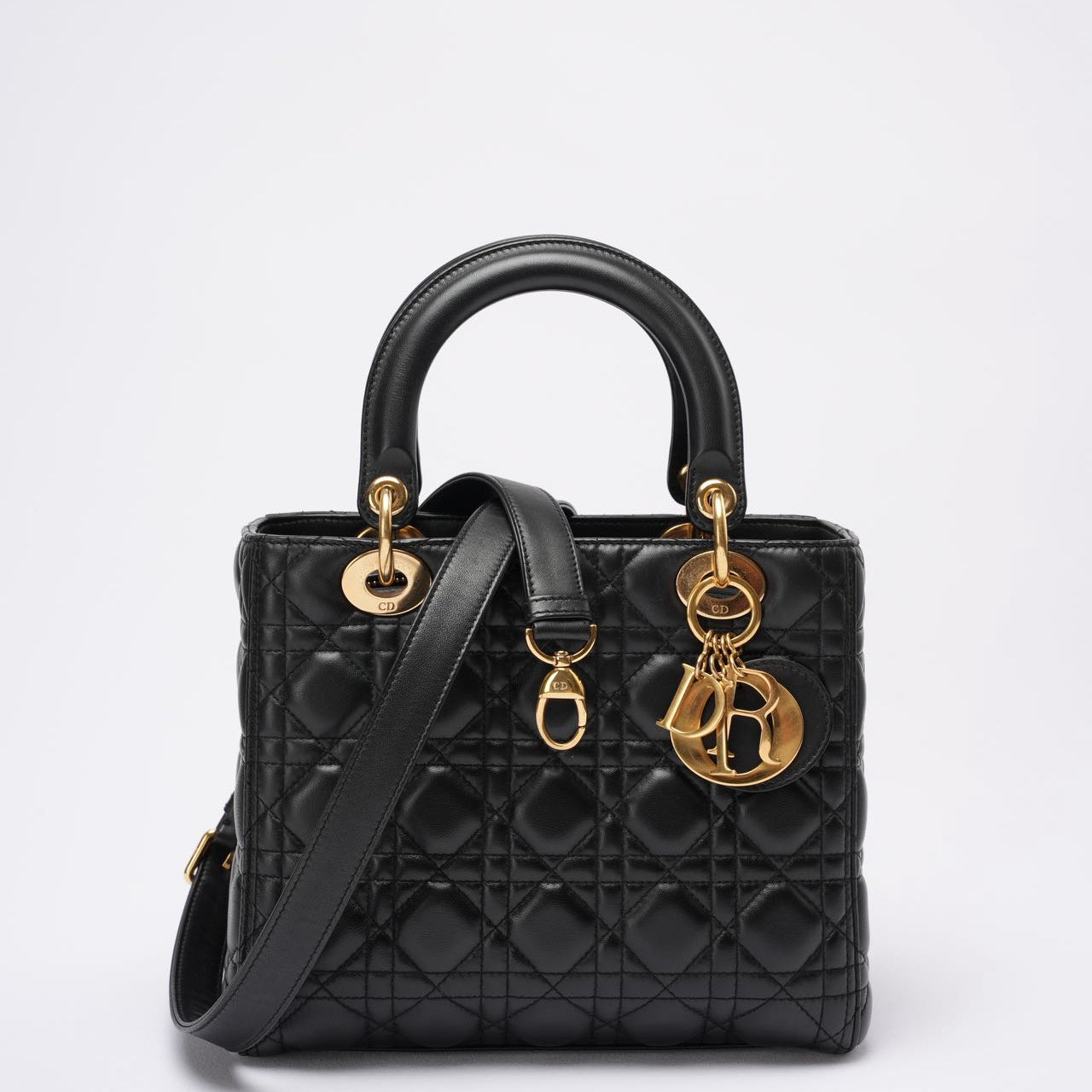 Dior Handbag Christian Lady Bag Leather Lambskin Black