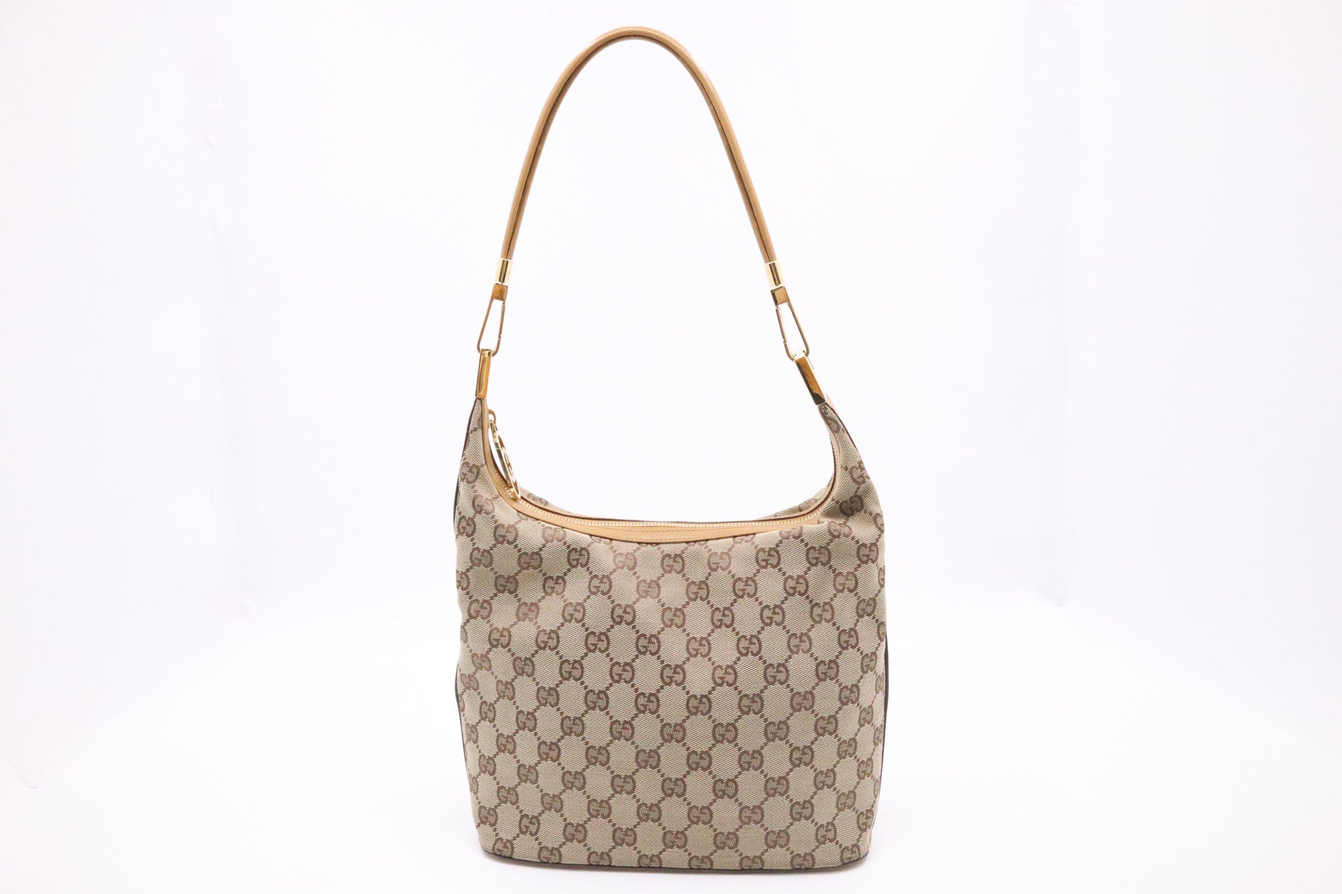 Gucci GG & Leather Canvas Tan Shoulder Bag