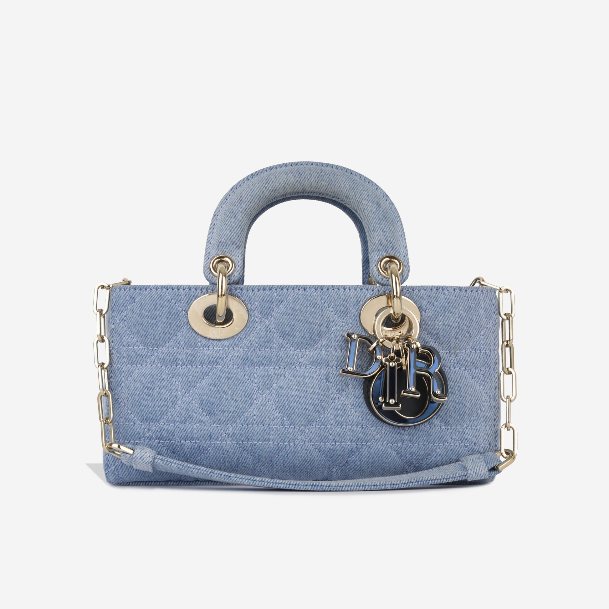 Dior Christian Lady Joy Tote Bag Denim Cannage Cghw