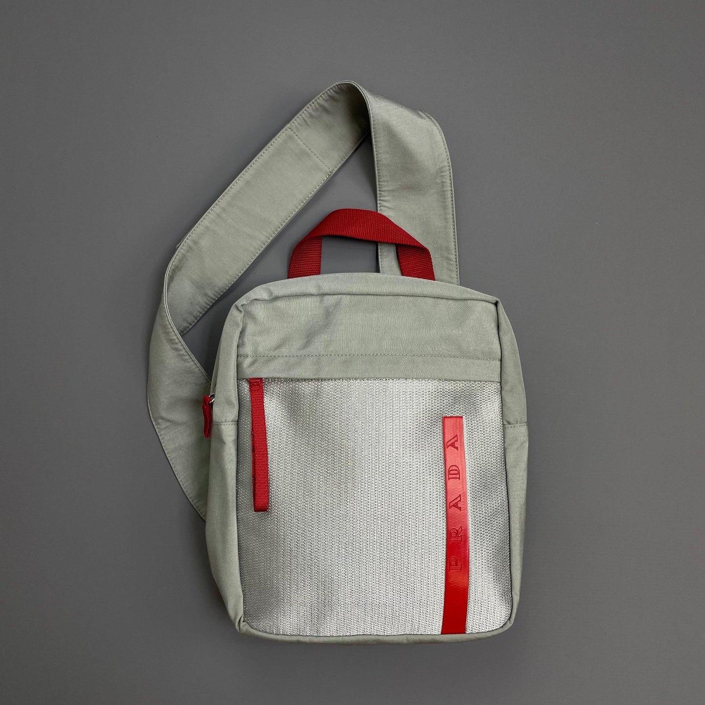Prada Crossbody Bag Sport Grey Mesh Sling Nylon Gray
