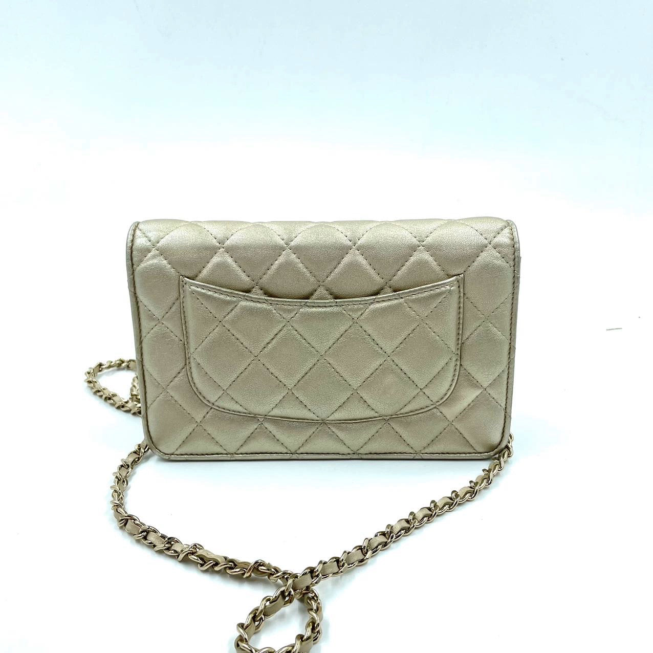 Chanel on WOC Lambskin Gold Leather Wallet Case