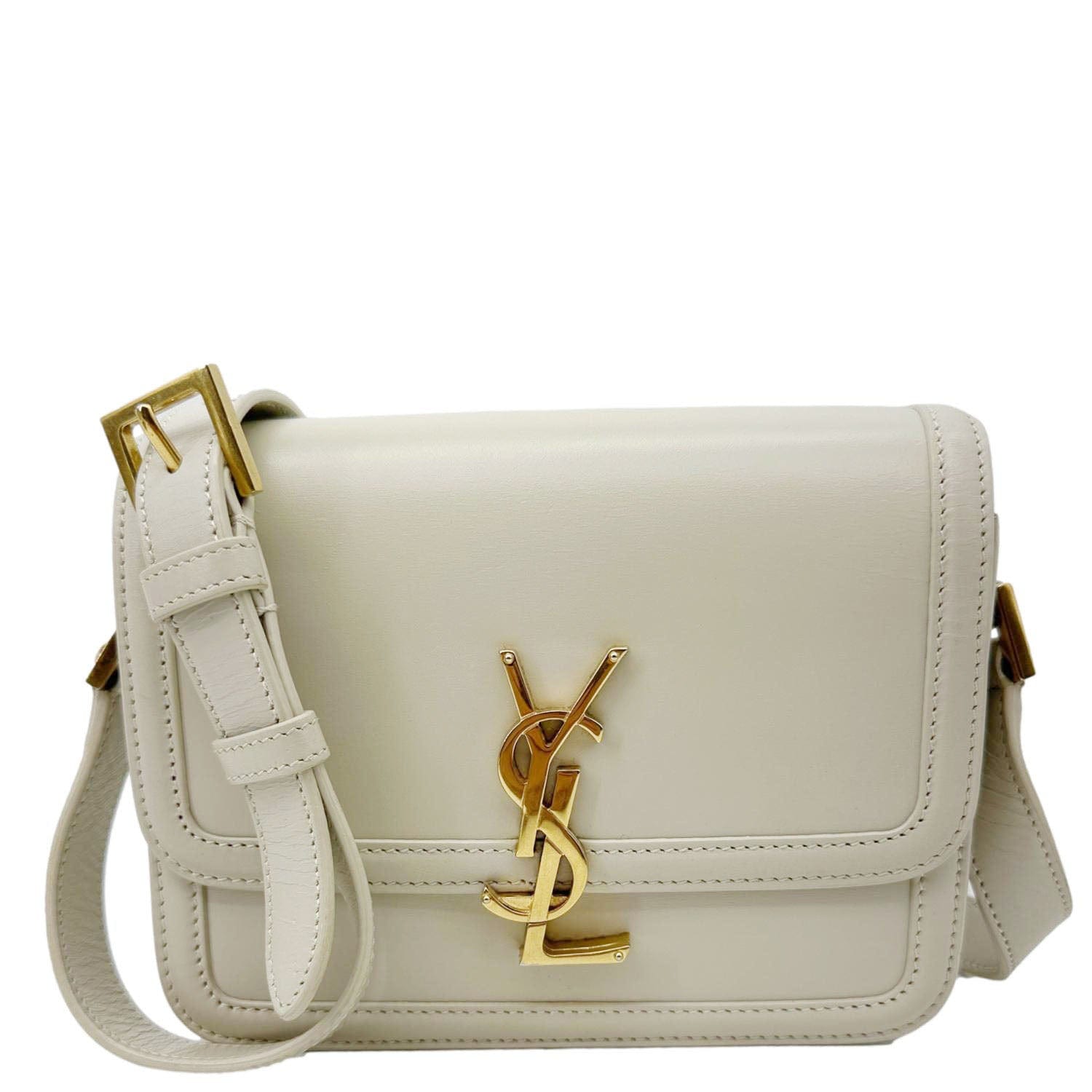YSL Saint Laurent Yves Solferino Calfskin Shoulder Bag Leather Beige Small