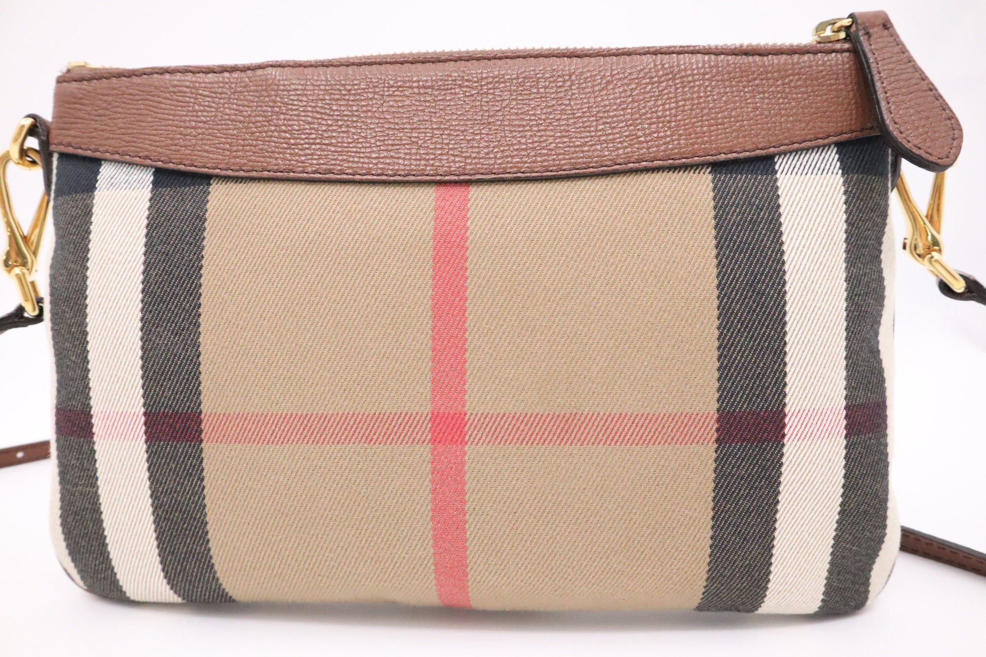 Burberry Crossbody In Check Canvas Brown Crossbody Bag