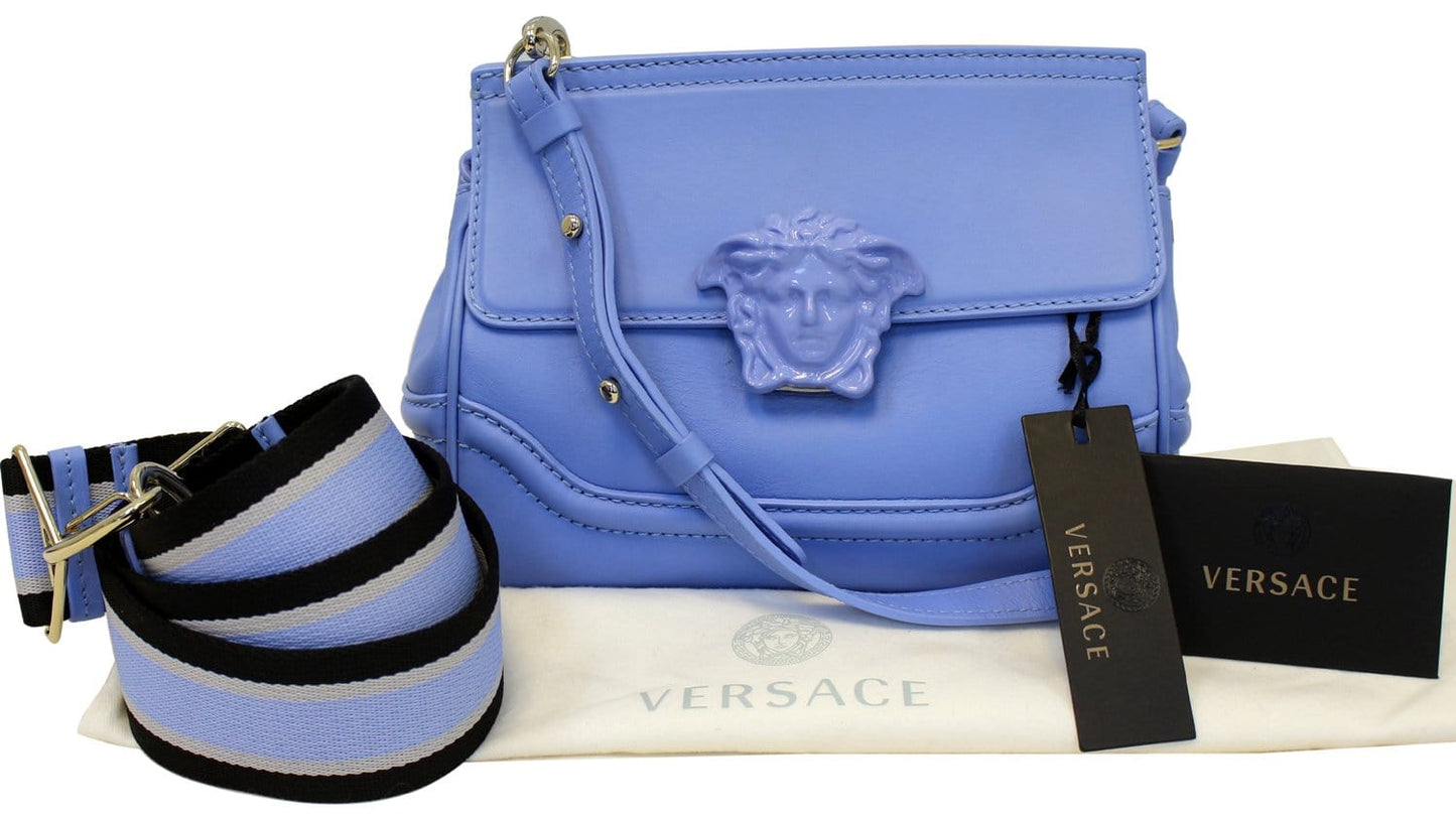 Versace Empire Palazzo Crossbody Bag Leather Blue