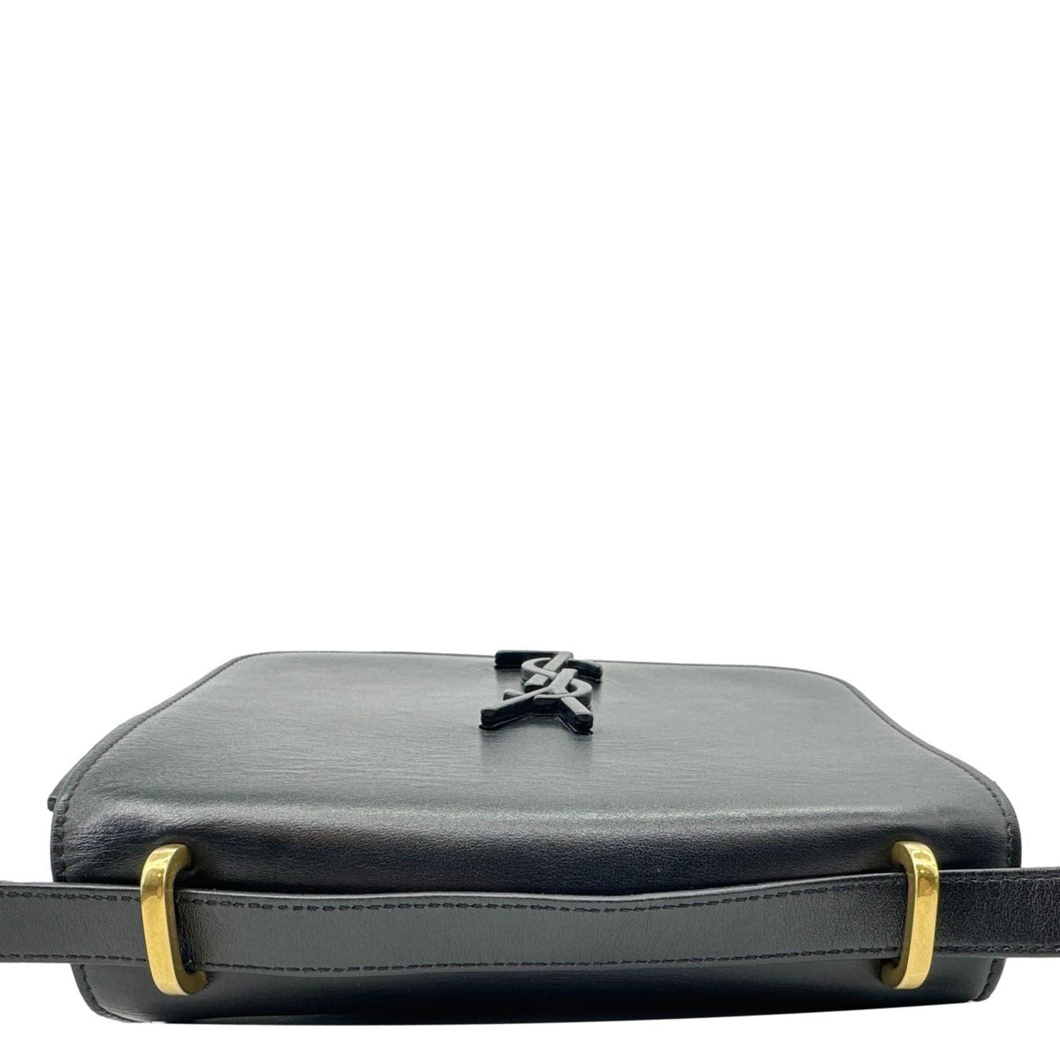 YSL Saint Laurent Yves Spontini Calfskin Crossbody Bag Leather Black