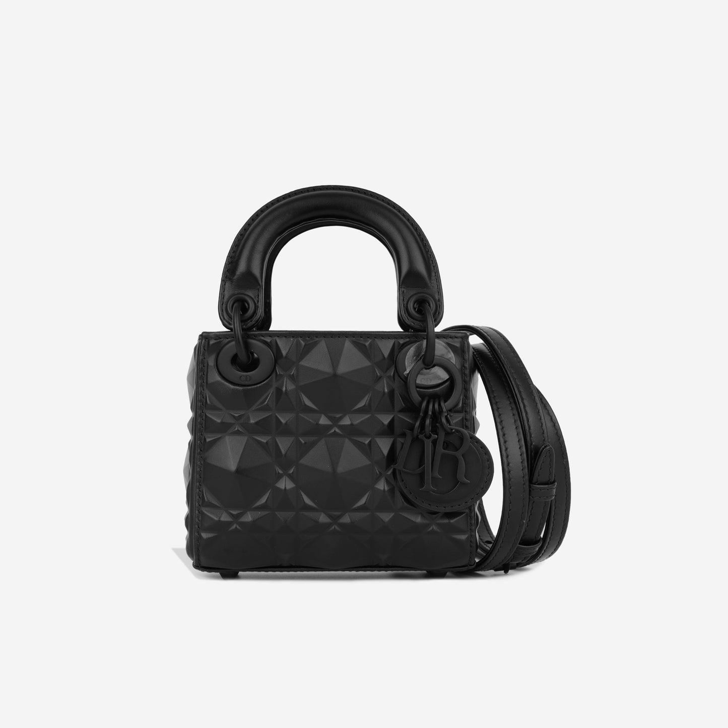 Dior Christian Lady Diamond Tote Bag Black Micro