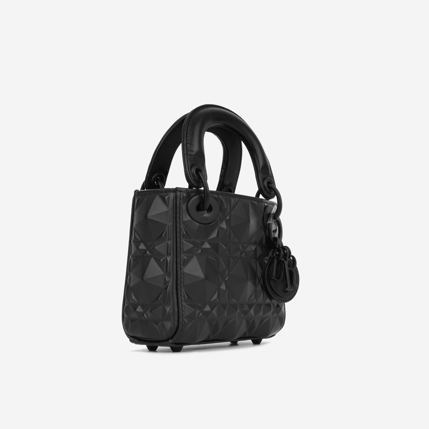 Dior Christian Lady Diamond Tote Bag Black Micro