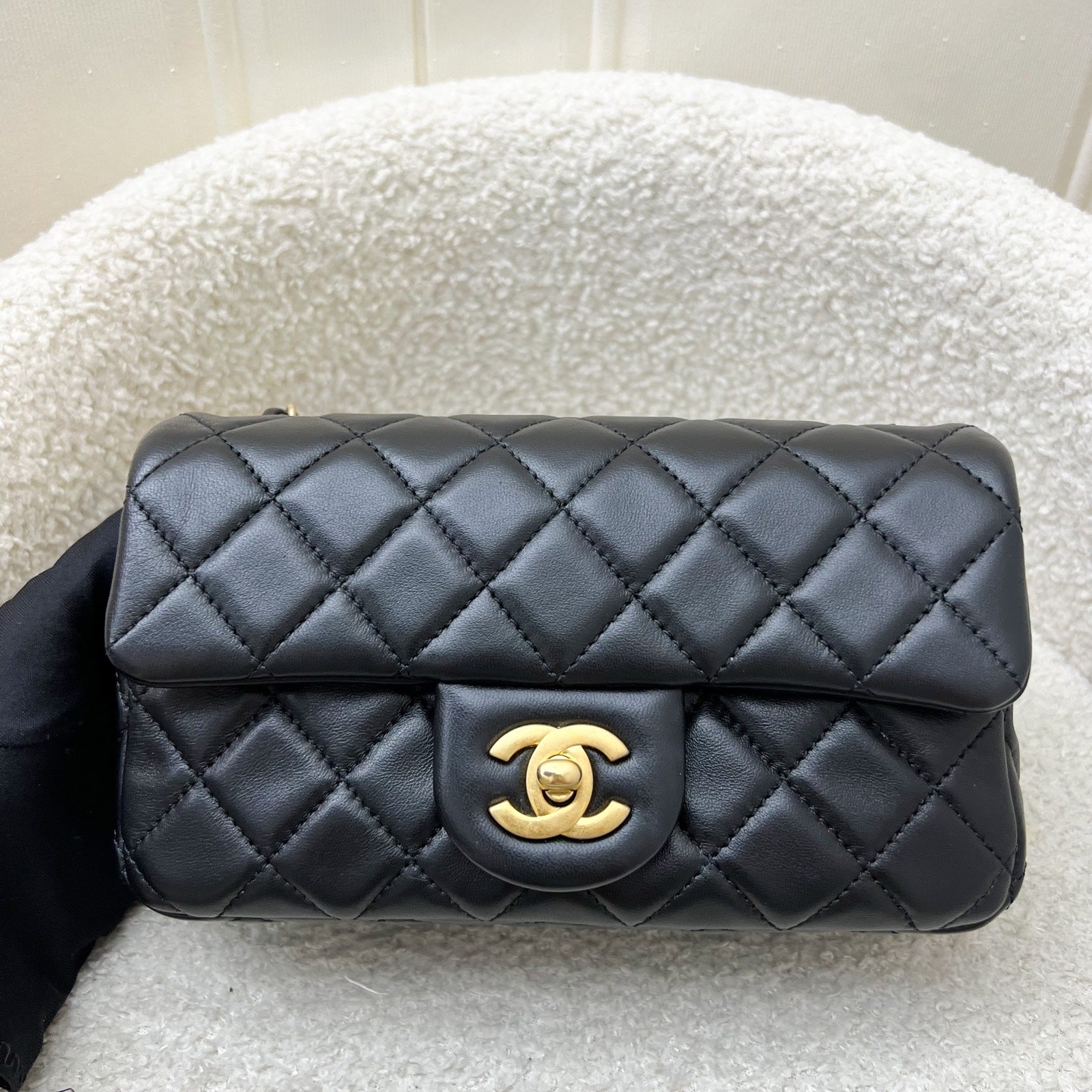Chanel Pearl Crush Mini Rectangular Flap In Black Lambskin And Aghw (model: AS1787) Bag 3