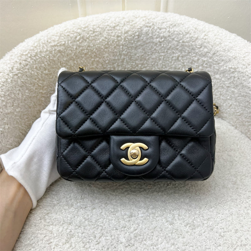 Chanel Pearl Crush Square Mini Flap in Black Lambskin and AGHW (Model: AS1786)