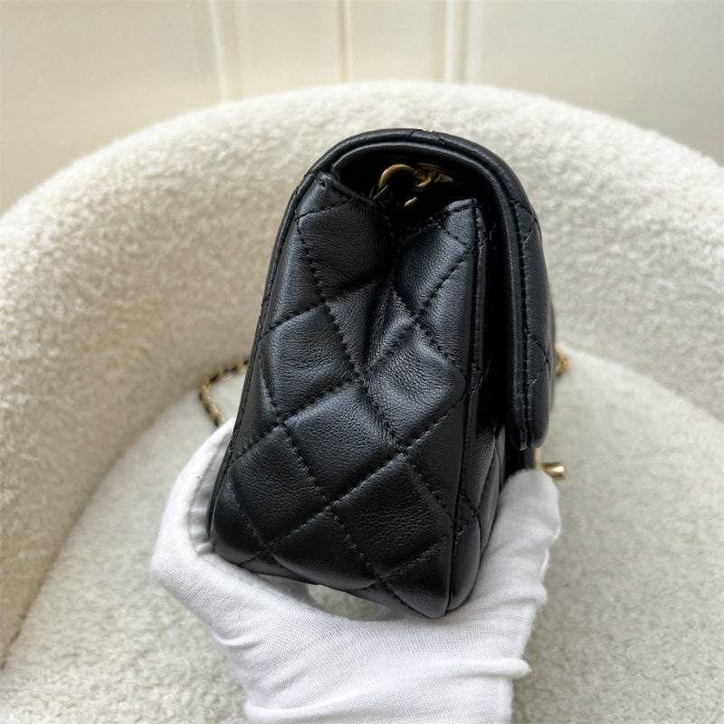 Chanel Pearl Crush Square Mini Flap in Black Lambskin and Aghw ( ) Handbag