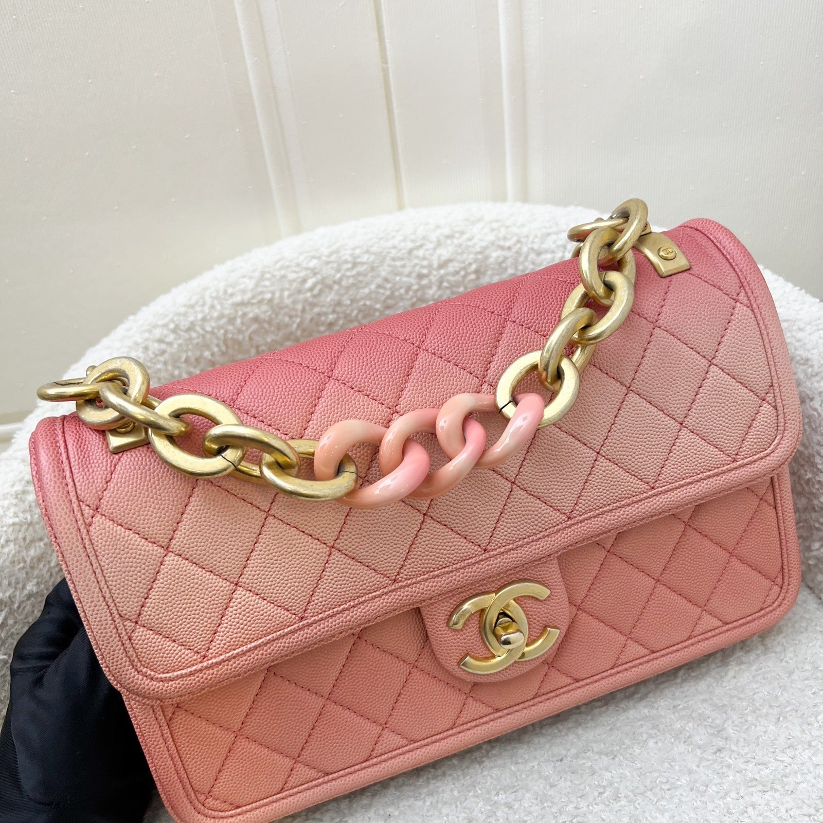 Chanel Seasonal Flap Bag in Ombre Pink and Orange Caviar and Aghw