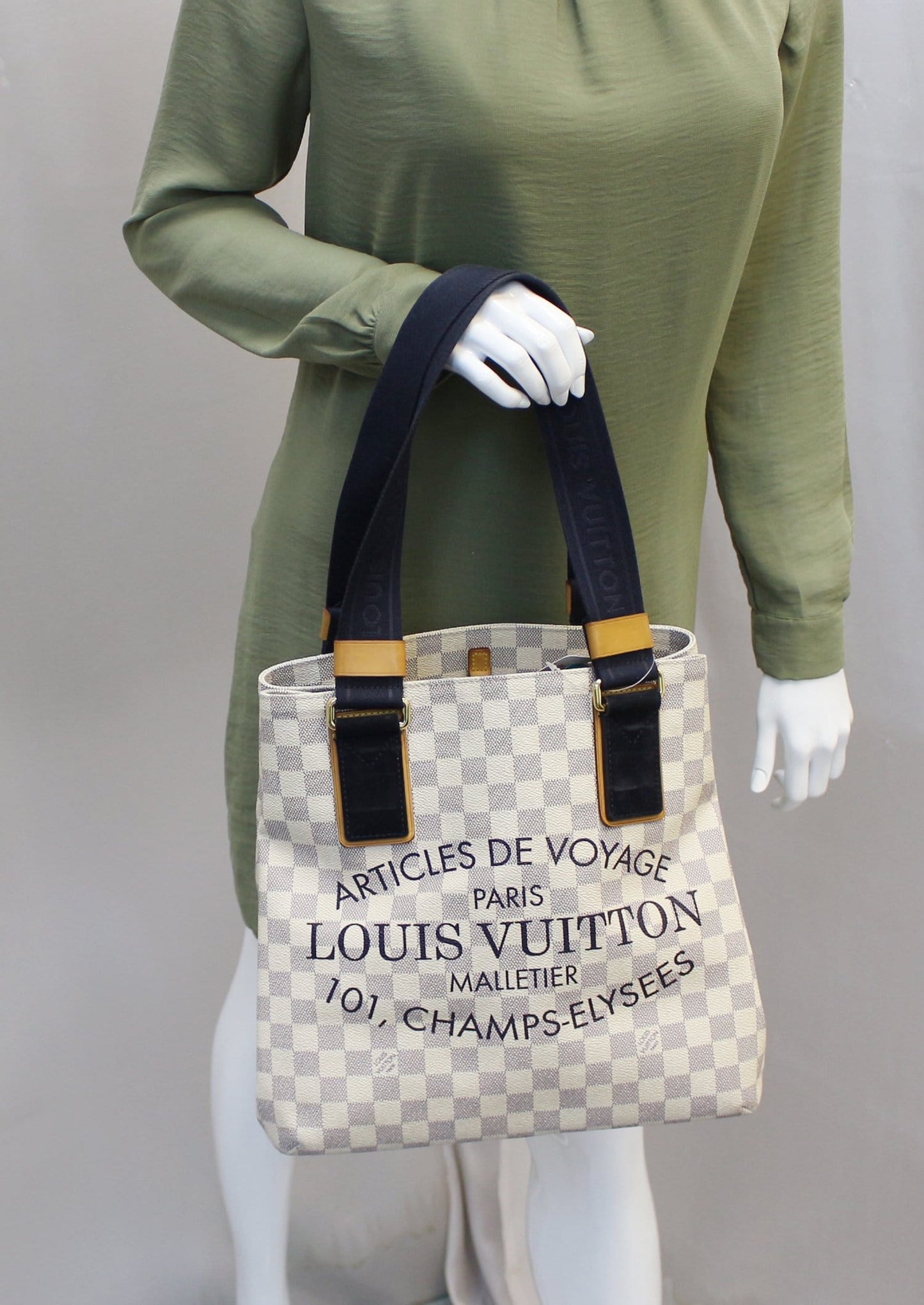 Louis Damier Azur Cabas Pm Beach Bag Canvas Shoulder Bag