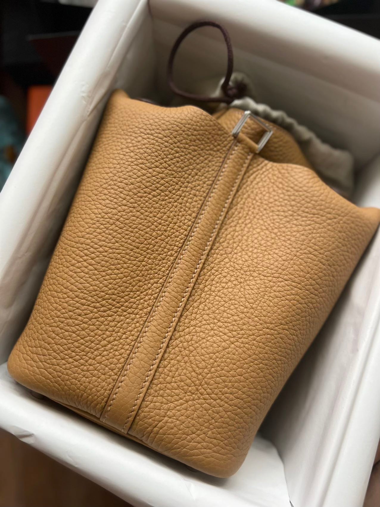 Hermes Picotin Lock Biscuit Clemence Palladium Hardware Handbag Travel Bag