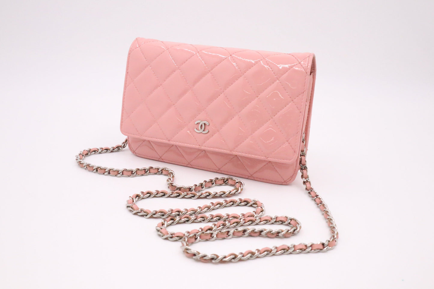 Chanel on Patent Pink Leather Wallet Case